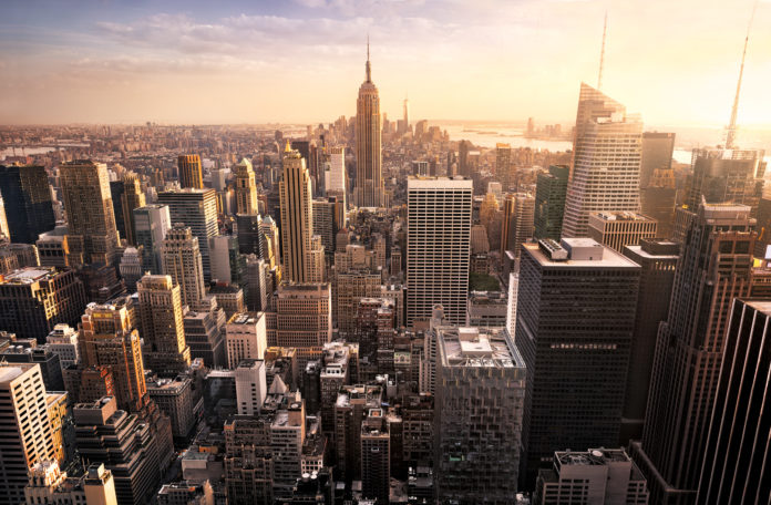 New York City Skyline New York City Skyline bei Sonnenuntergang