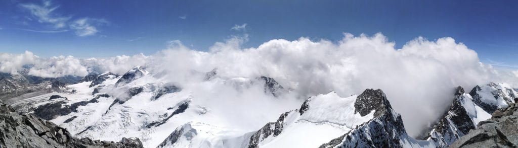 Panorama vom Gipfel des Piz Bernina